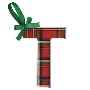 MudPie | Initial Tartan Ornaments