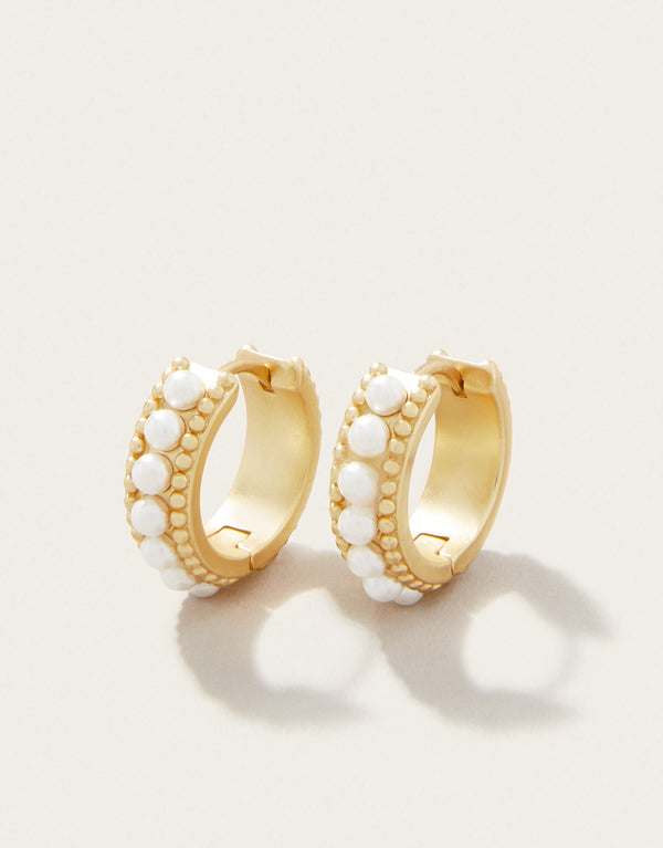 Spartina 449 | Midi Hoop Earrings Pearl