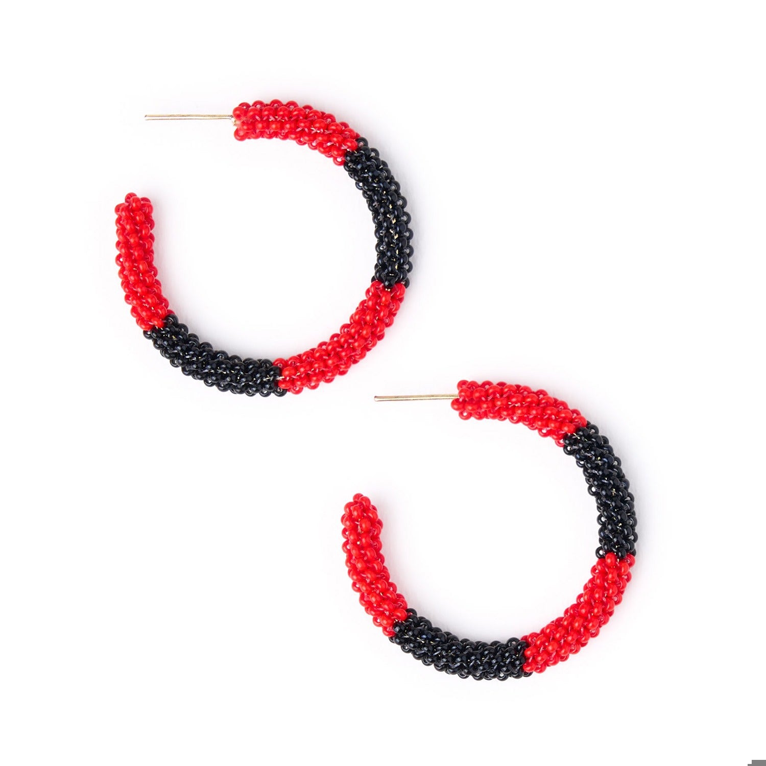 Gameday Seed Bead Color Block Hoop Earrings