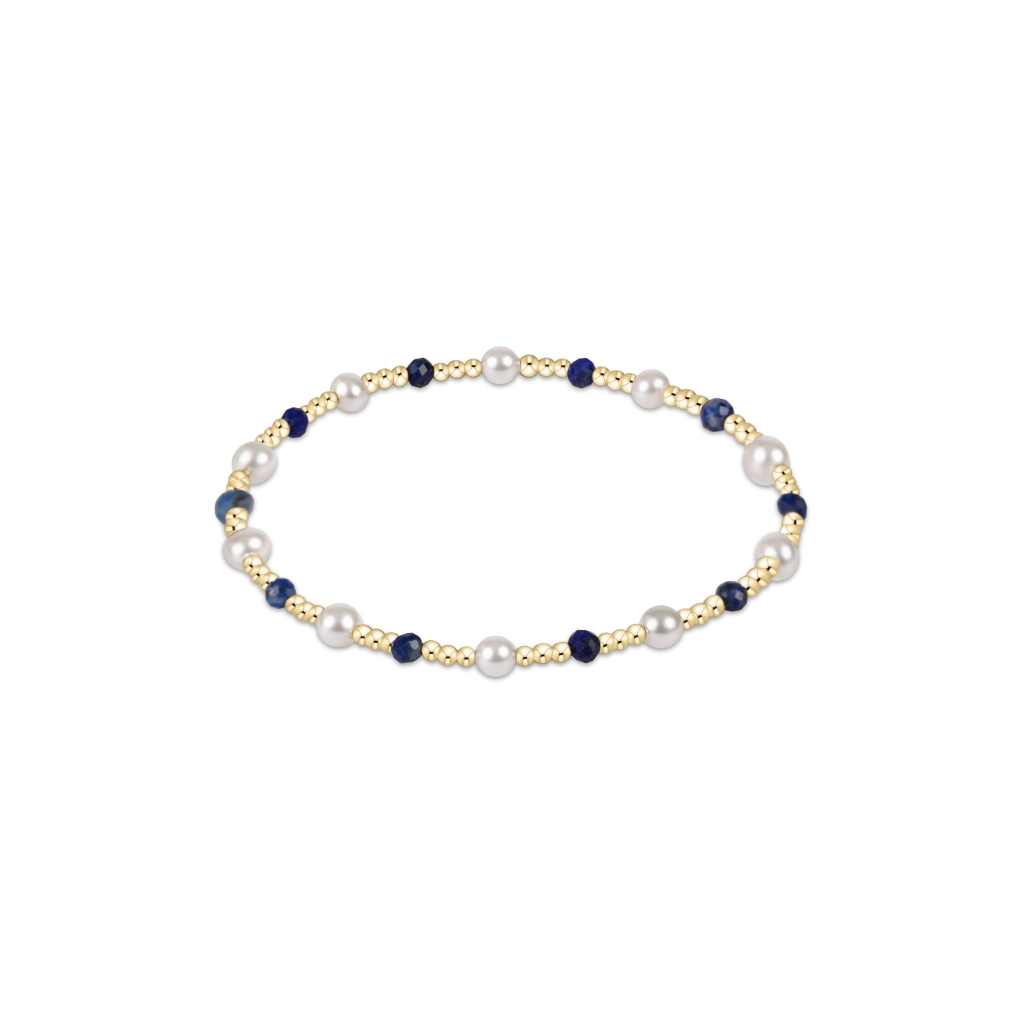 eNewton |  Gemstone Gold Pearl Sincerity Pattern 3mm Bead Bracelet -Gemstones