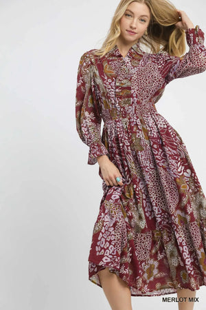 Boho Patchwork Midi Dress