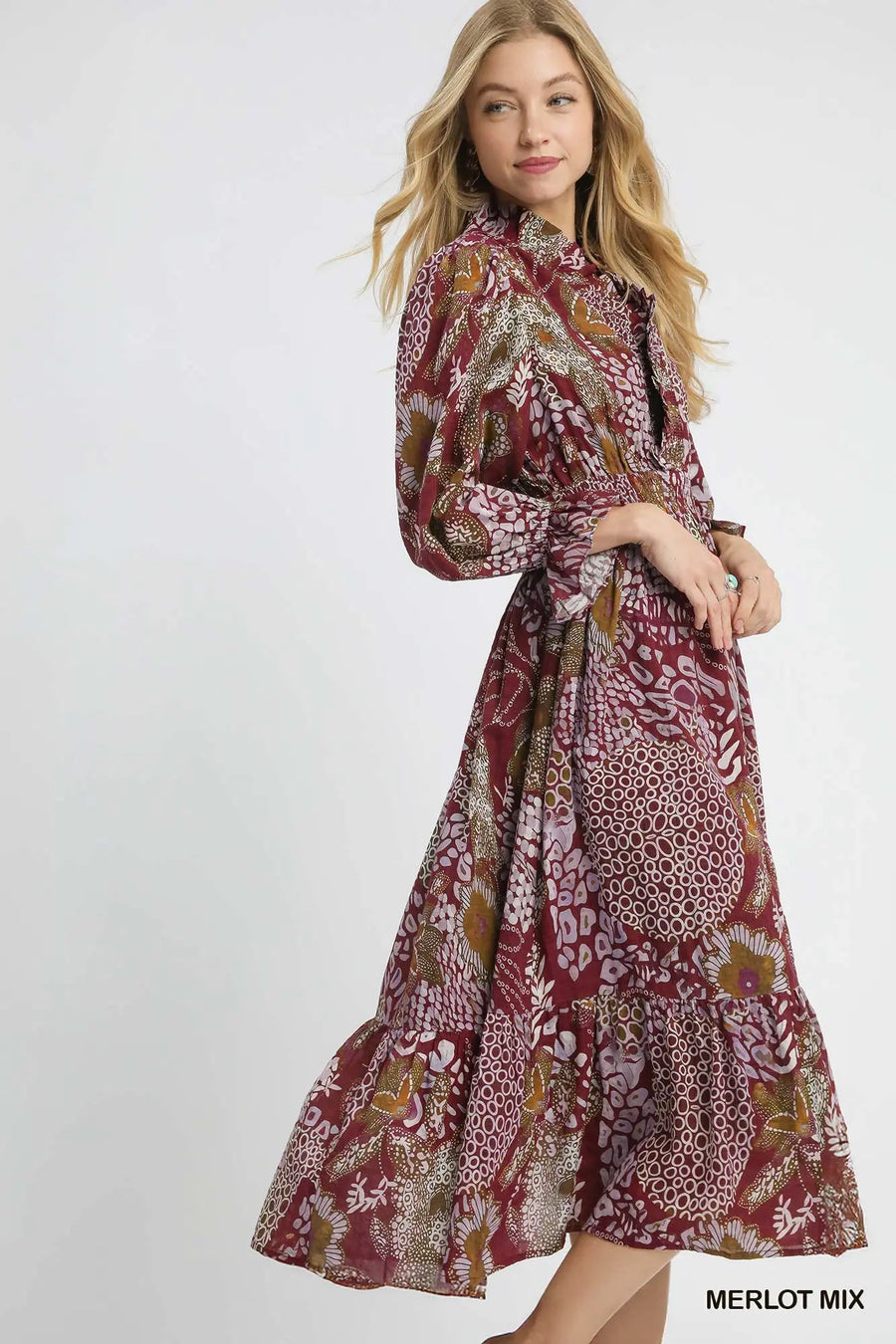 Boho Patchwork Midi Dress