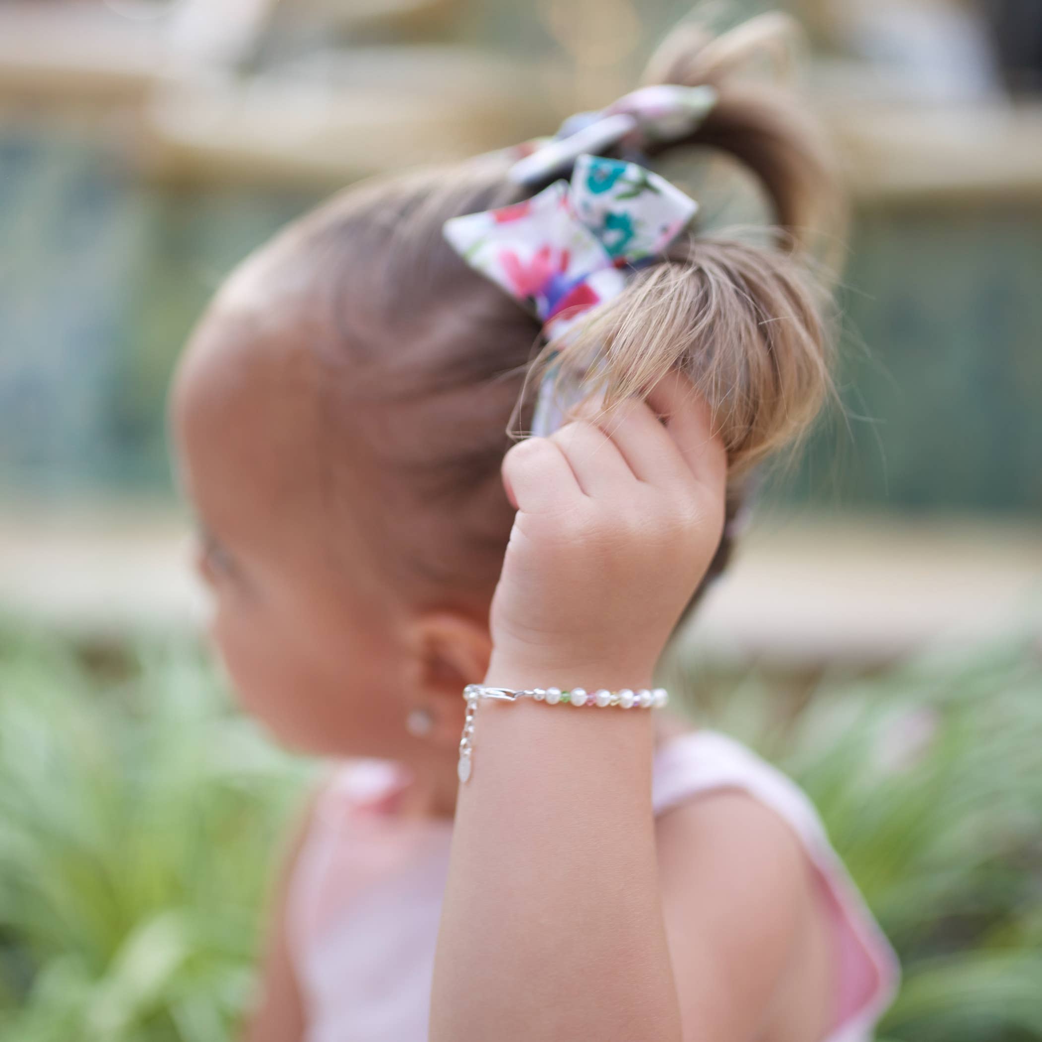 Daniela Sterling Silver Multi Crystal Pearl Baby & Kids Bracelet