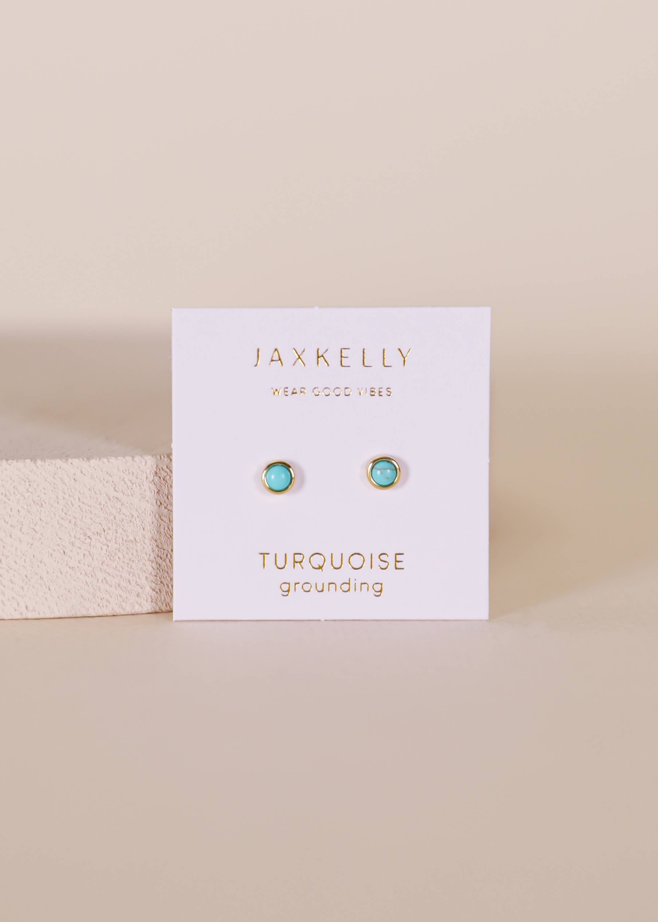 Simple Stud - Turquoise - Gold Earrings