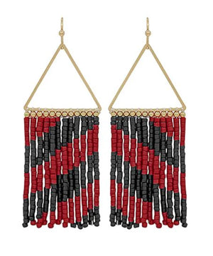 Beaded Tassel Earrings Red/Black