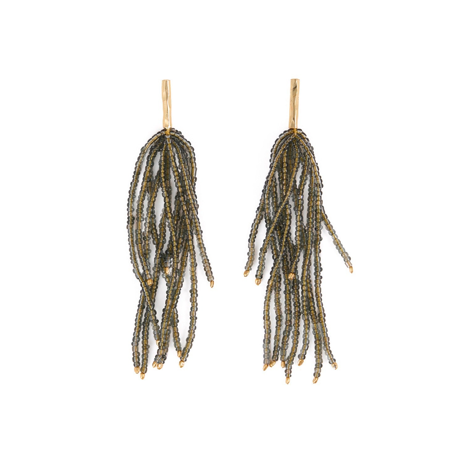 Marissa Brass and Bead Fringe Earrings