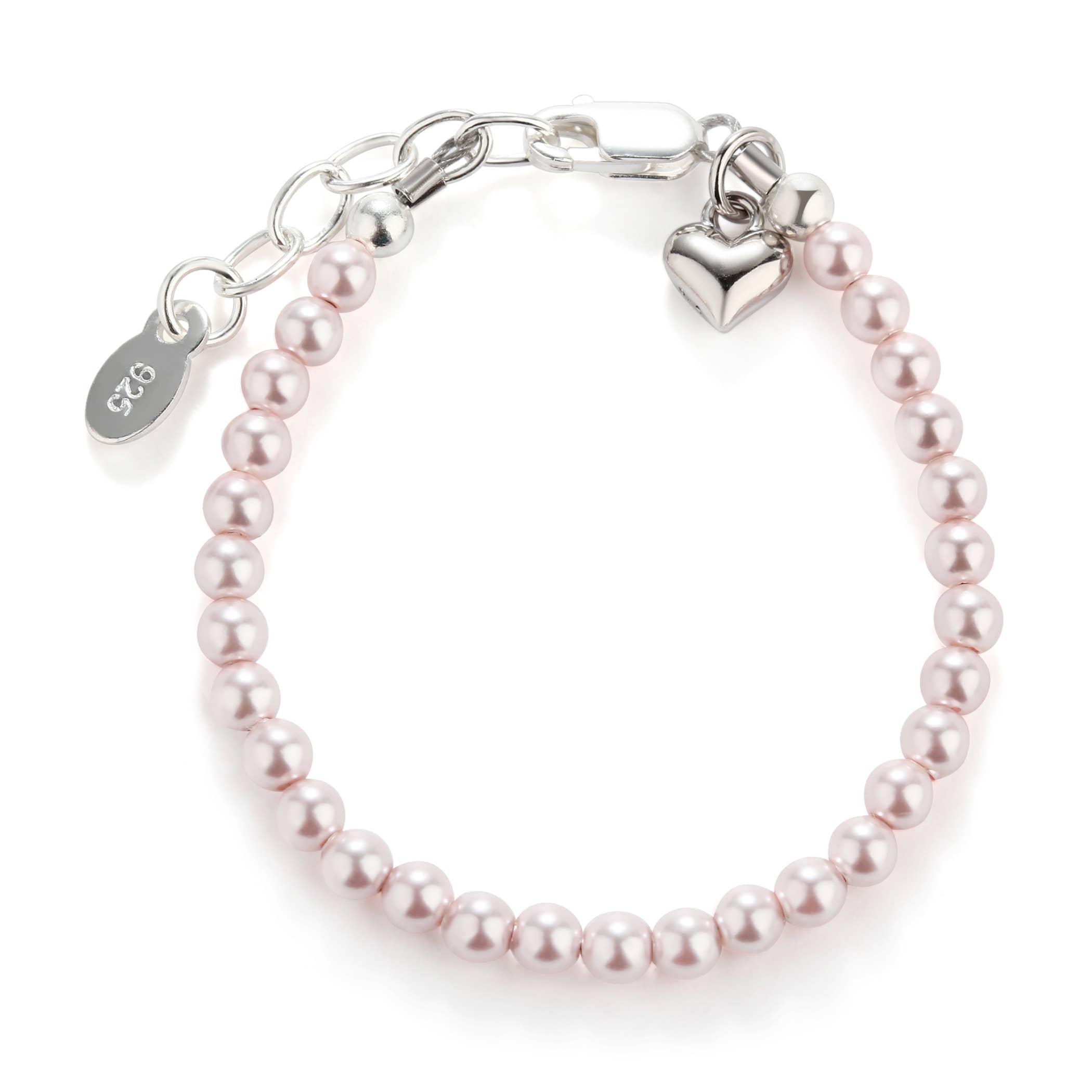 Girls Sterling Silver Serenity Dainty Pink Pearl Bracelet Baby Gift