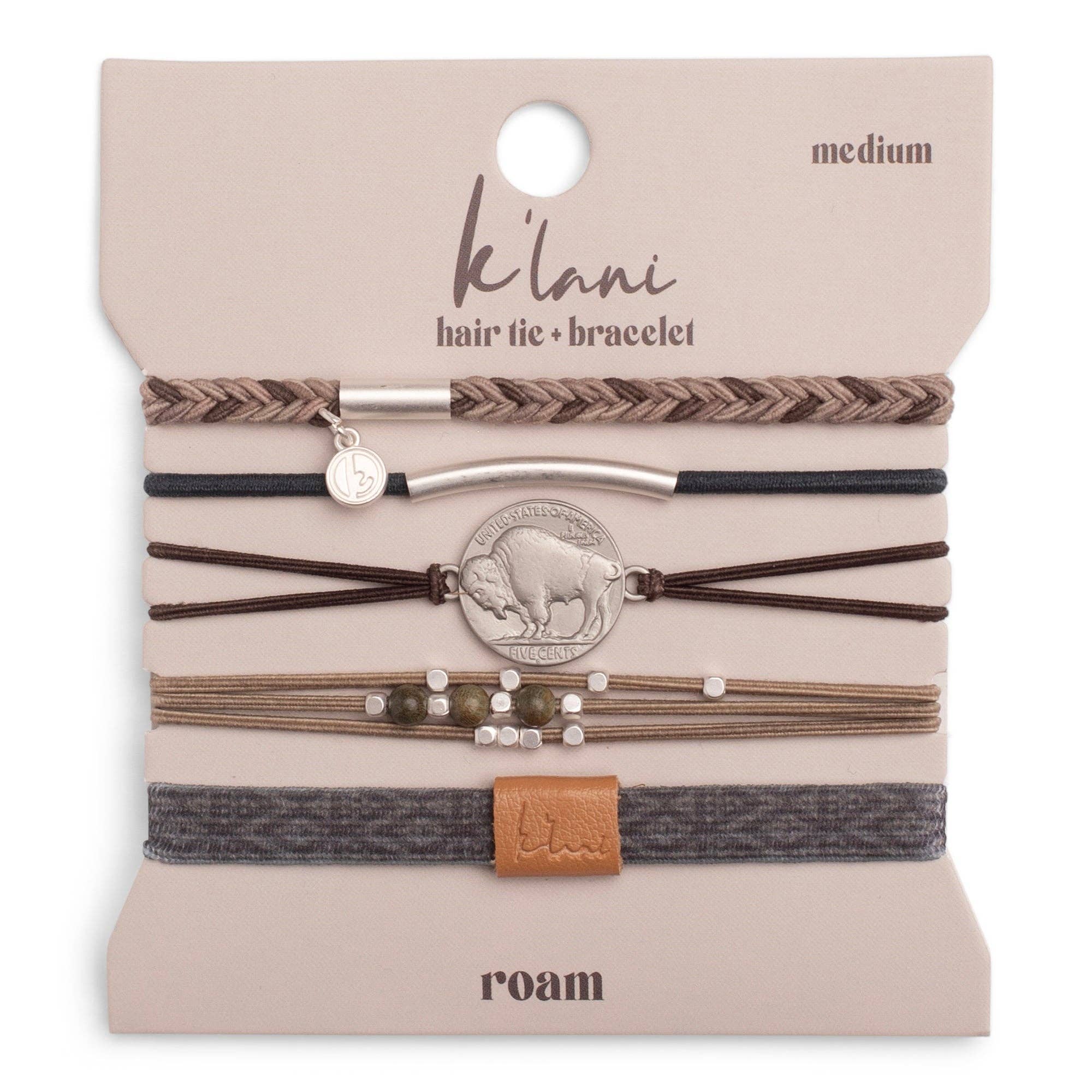 "Roam" Buffalo Charm Hair Tie Bracelets