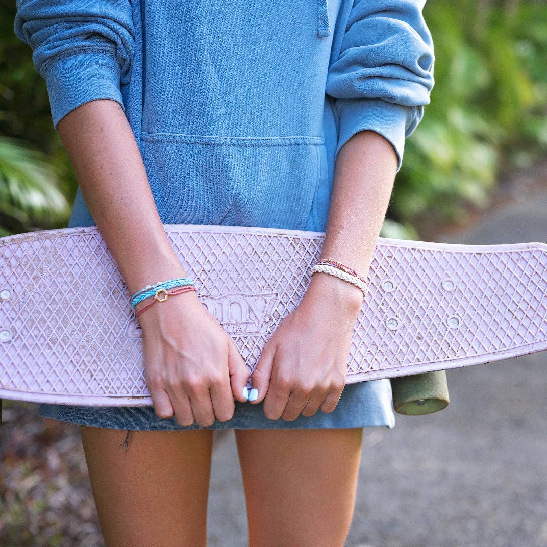"Live" Teal & Coral with Gold Accent Hair Tie Bracelets
