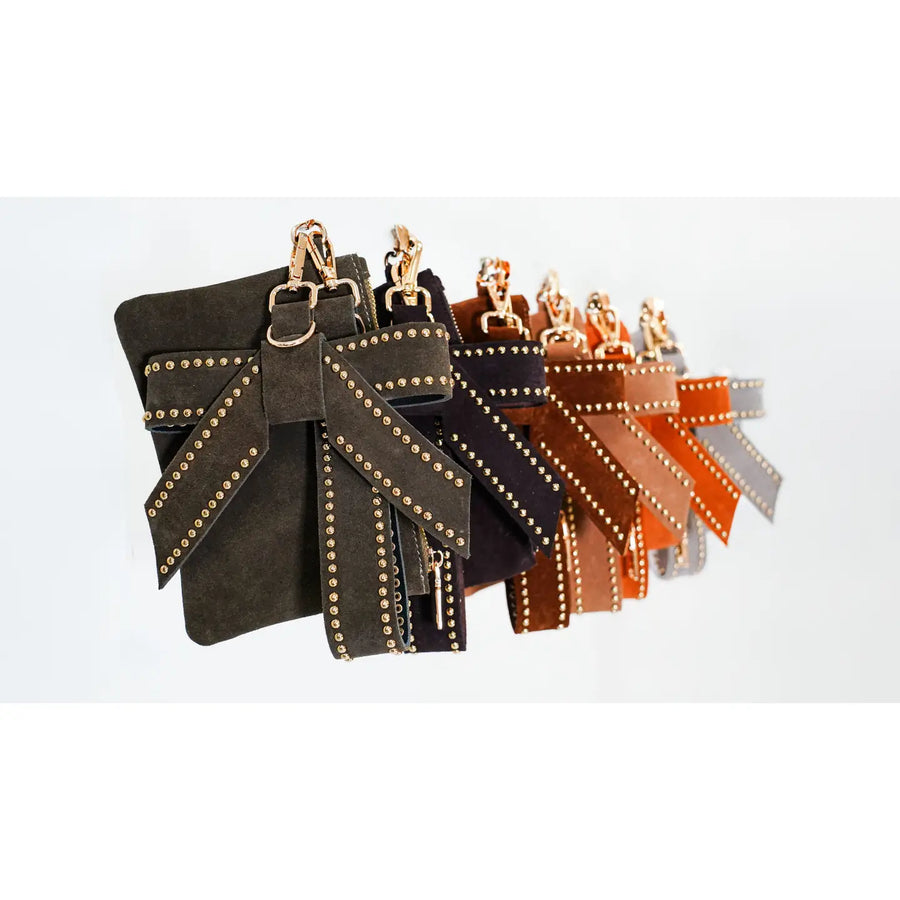 Suede Wristlet with Bow