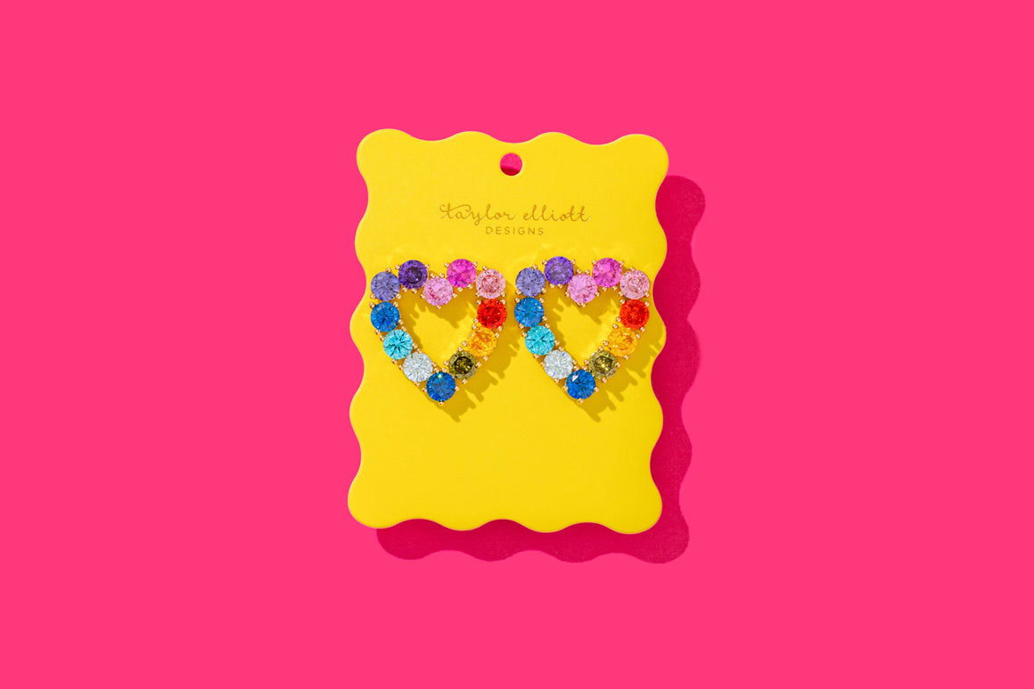 Katie Hearts w/ Colorful Gems Earrings