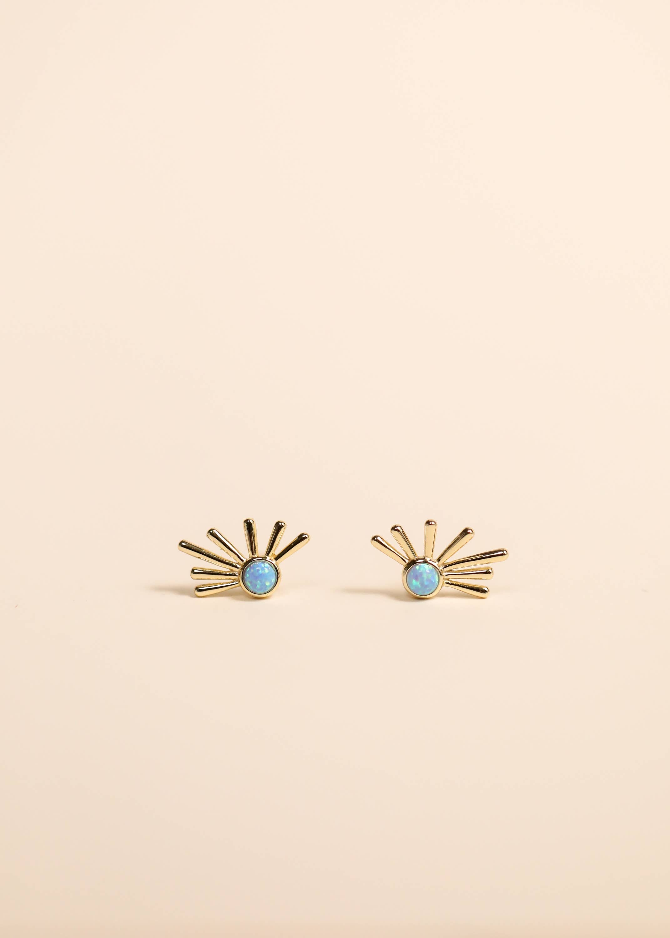 Sun Ray - Fire Opal - Gold Earrings