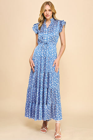 PINCH | Printed Satin Tiered Maxi Dress