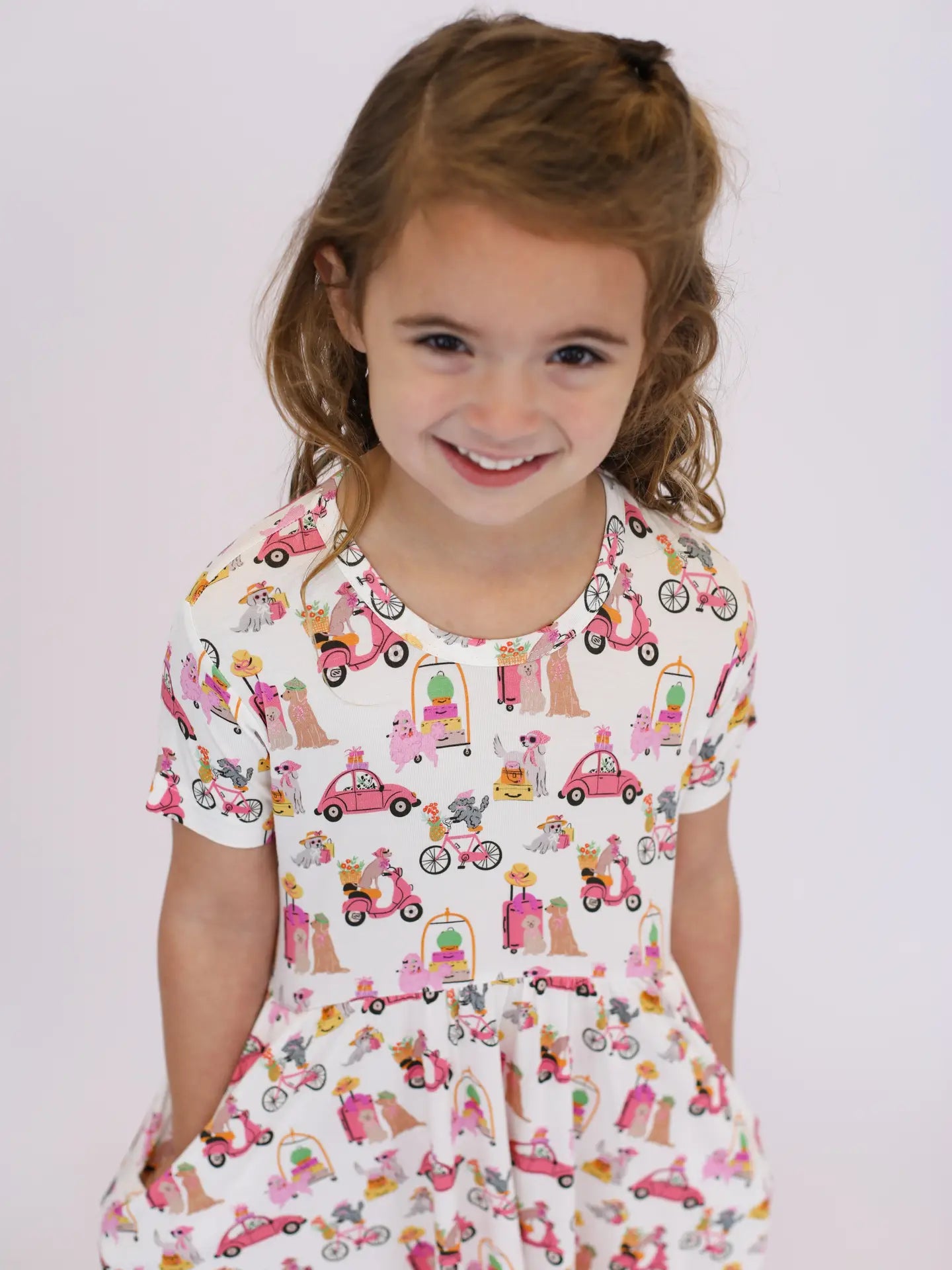 Puppy Chic Short Sleeve Pocket Dress