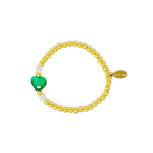 Stretchy Gold Bead Heart Birthstone Bracelets for Kids