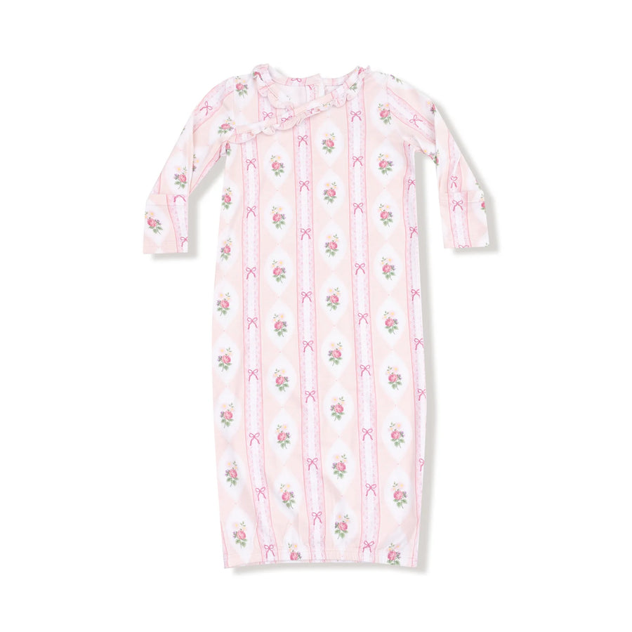 Angel Dear | Ogee Lace Floral Gown & Footie