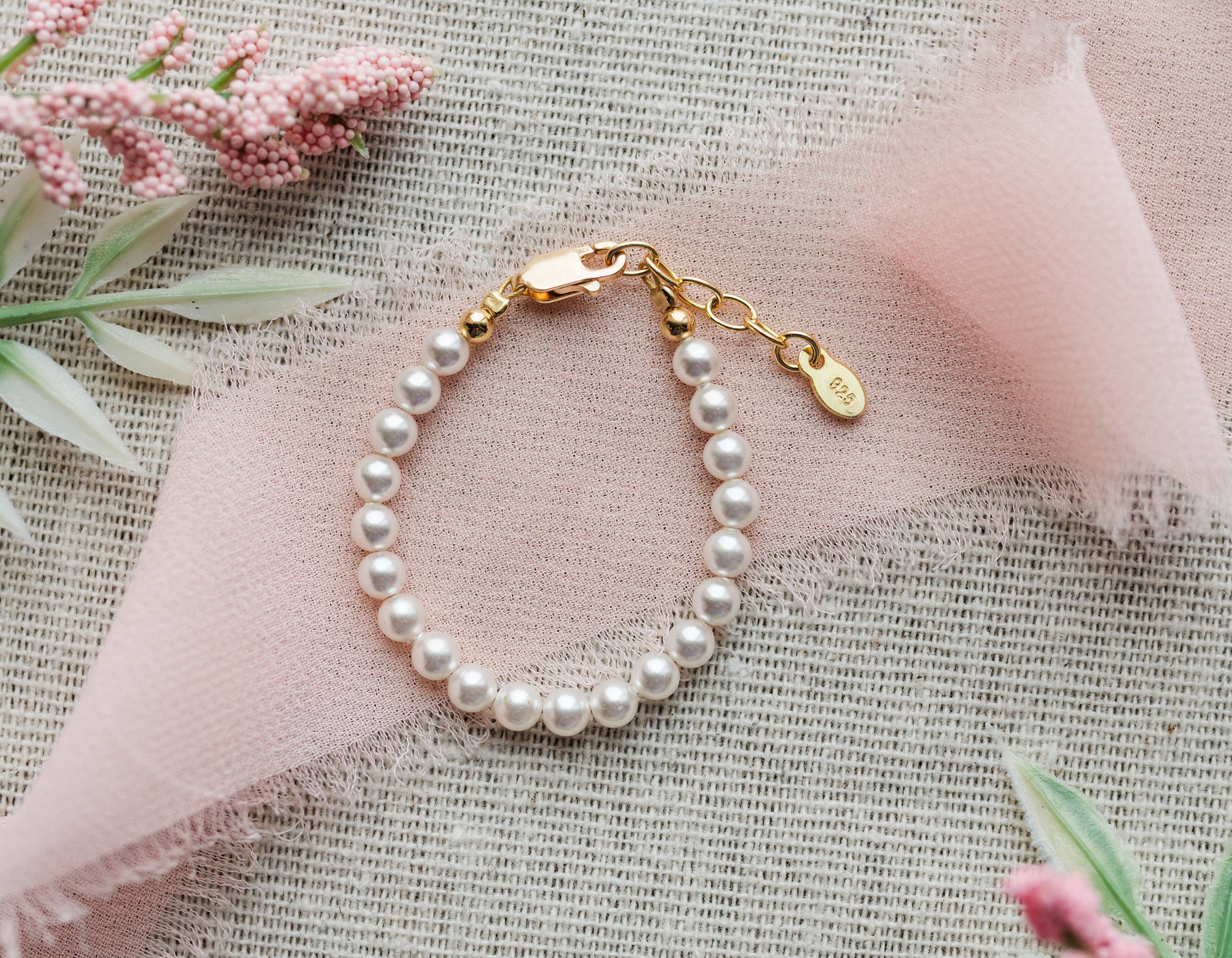 Audrey 14K Gold-Plated Pearl Childs Bracelet