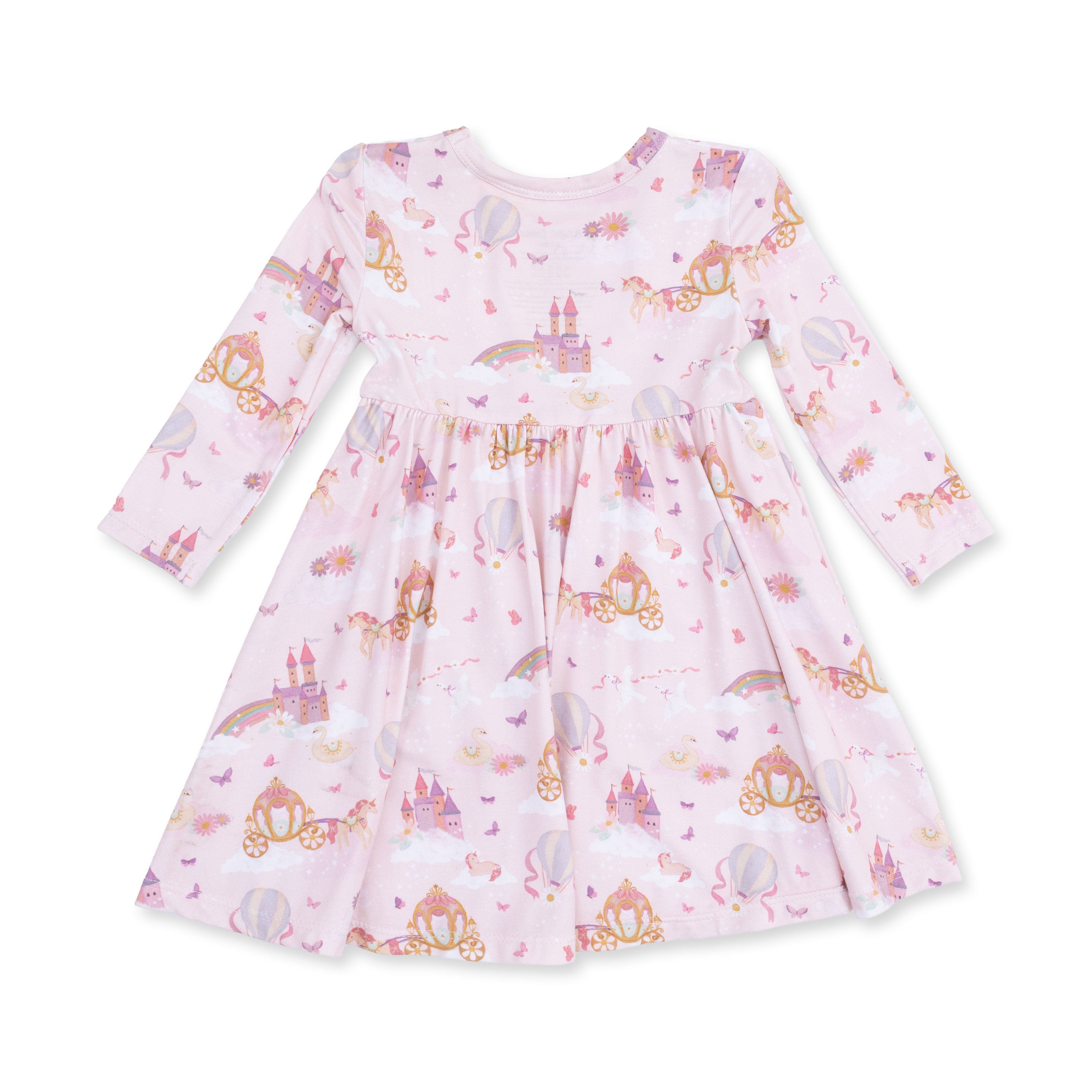 Angel Dear | Princess Unicorns and Castle Twirly Long Sleeve Dress with Bike Short
