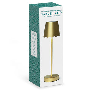 Two's Company | LED Cordless Table Lamp with Scalloped Edge Shade