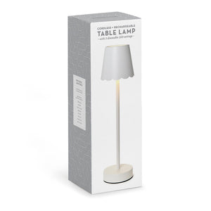 Two's Company | LED Cordless Table Lamp with Scalloped Edge Shade