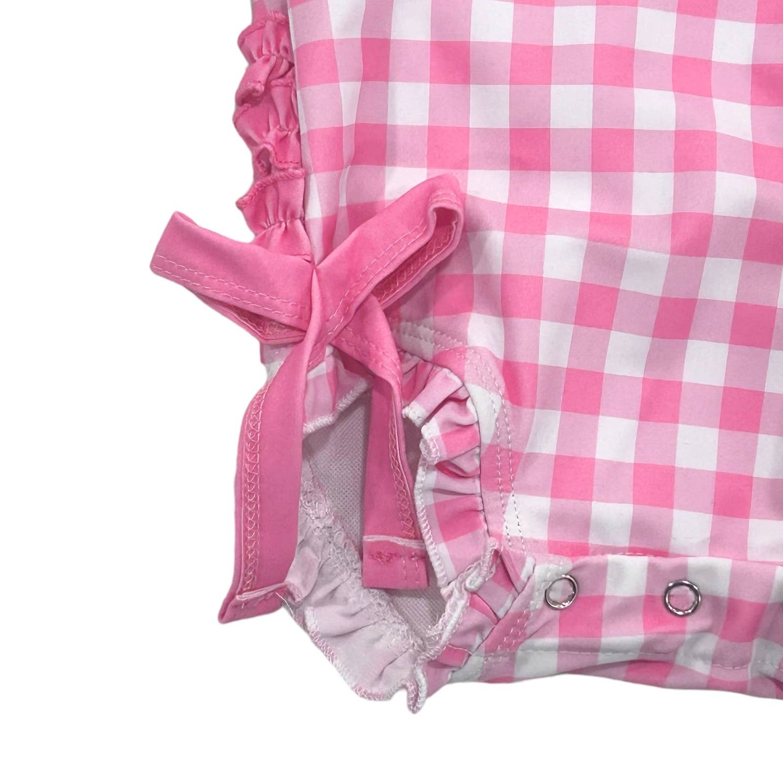 Girls One Piece Swimsuit - Pink Gingham