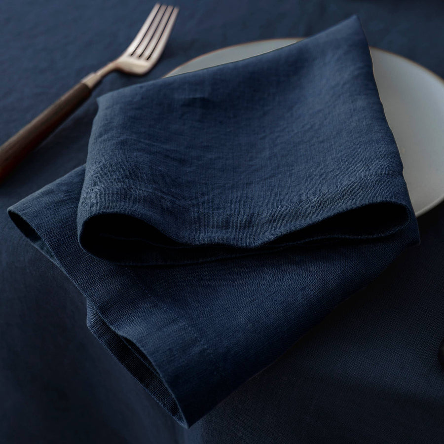 100% Linen Napkins (Set of 4) - 20'' x 20'' - Navy