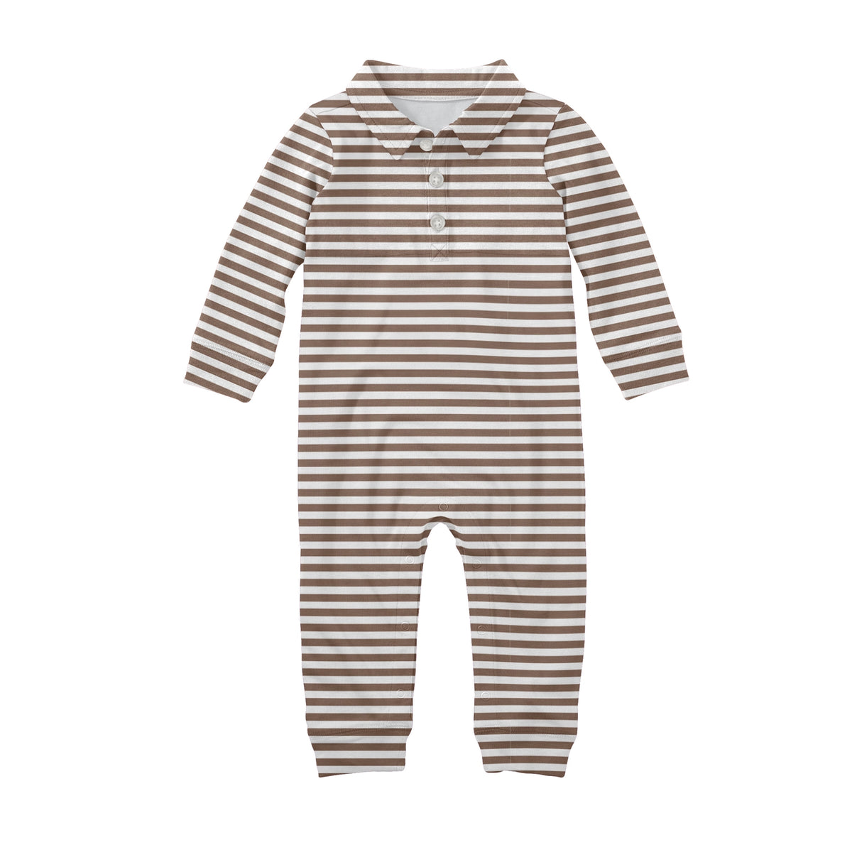 Chocolate Stripe Sweatshirt Polo Romper