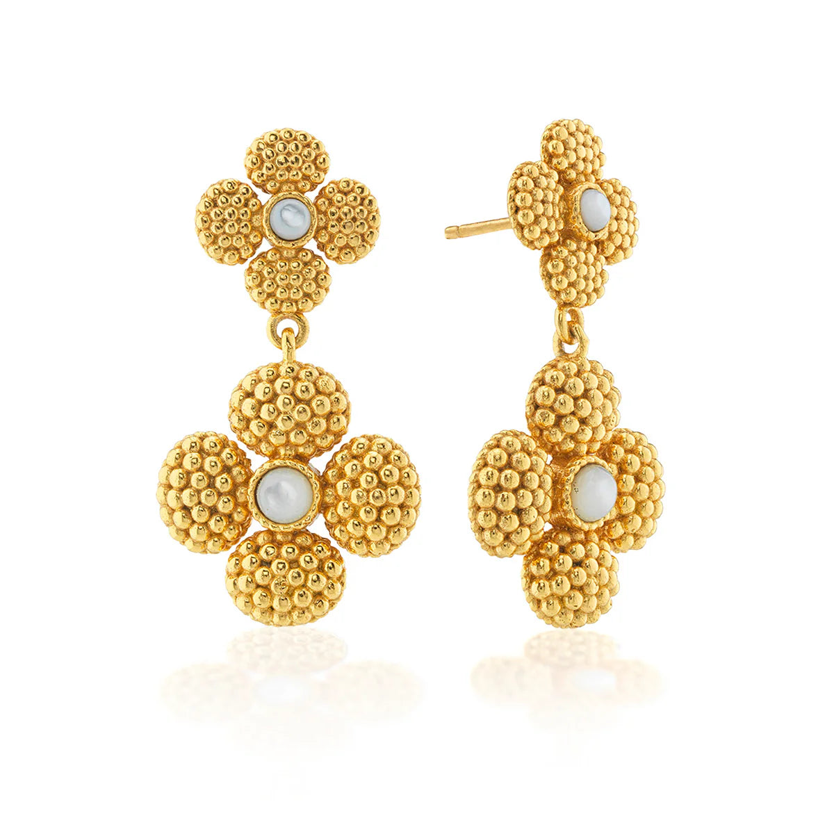 Berry Clover Convertible Duo Earrings - MOP