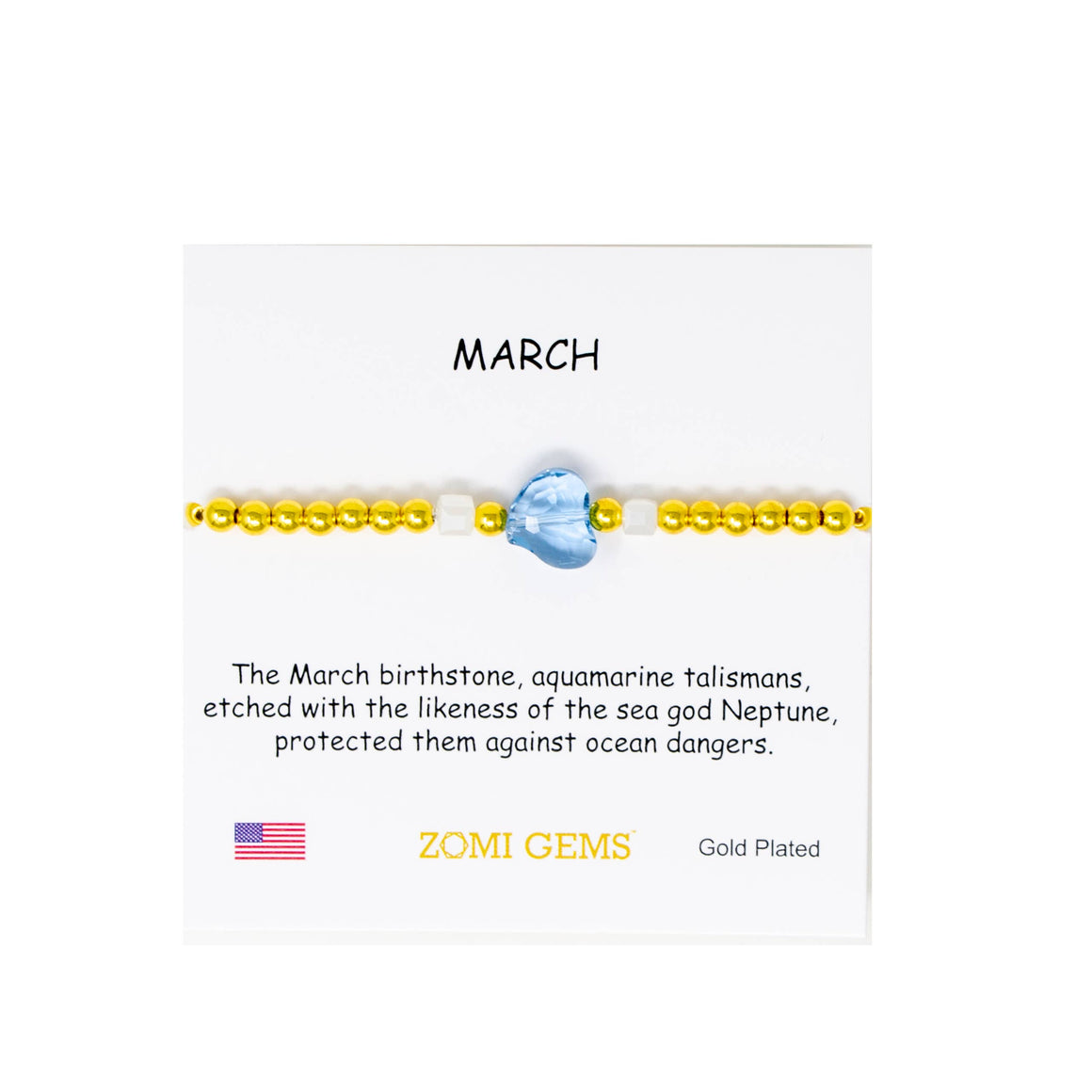 Stretchy Gold Bead Heart Birthstone Bracelets for Kids