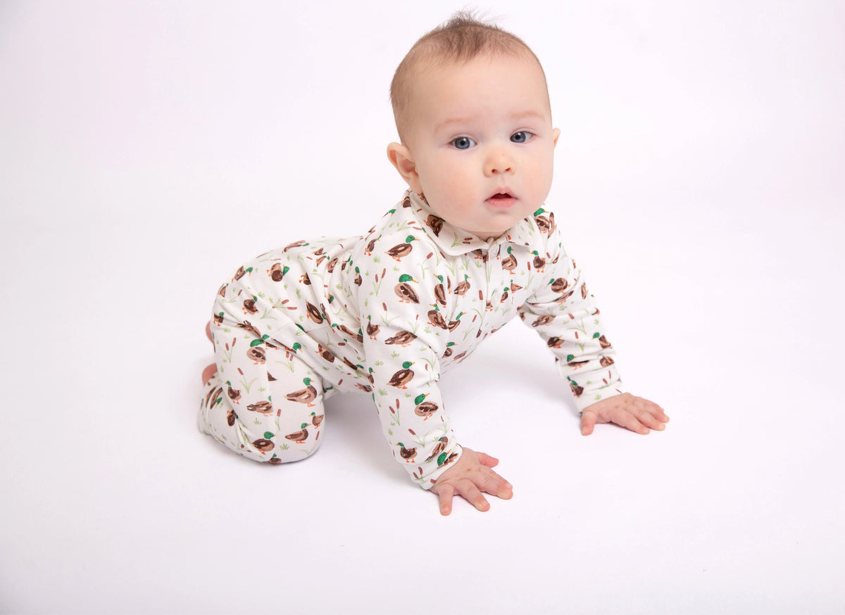 Mallard Drake Sweatshirt Polo Romper