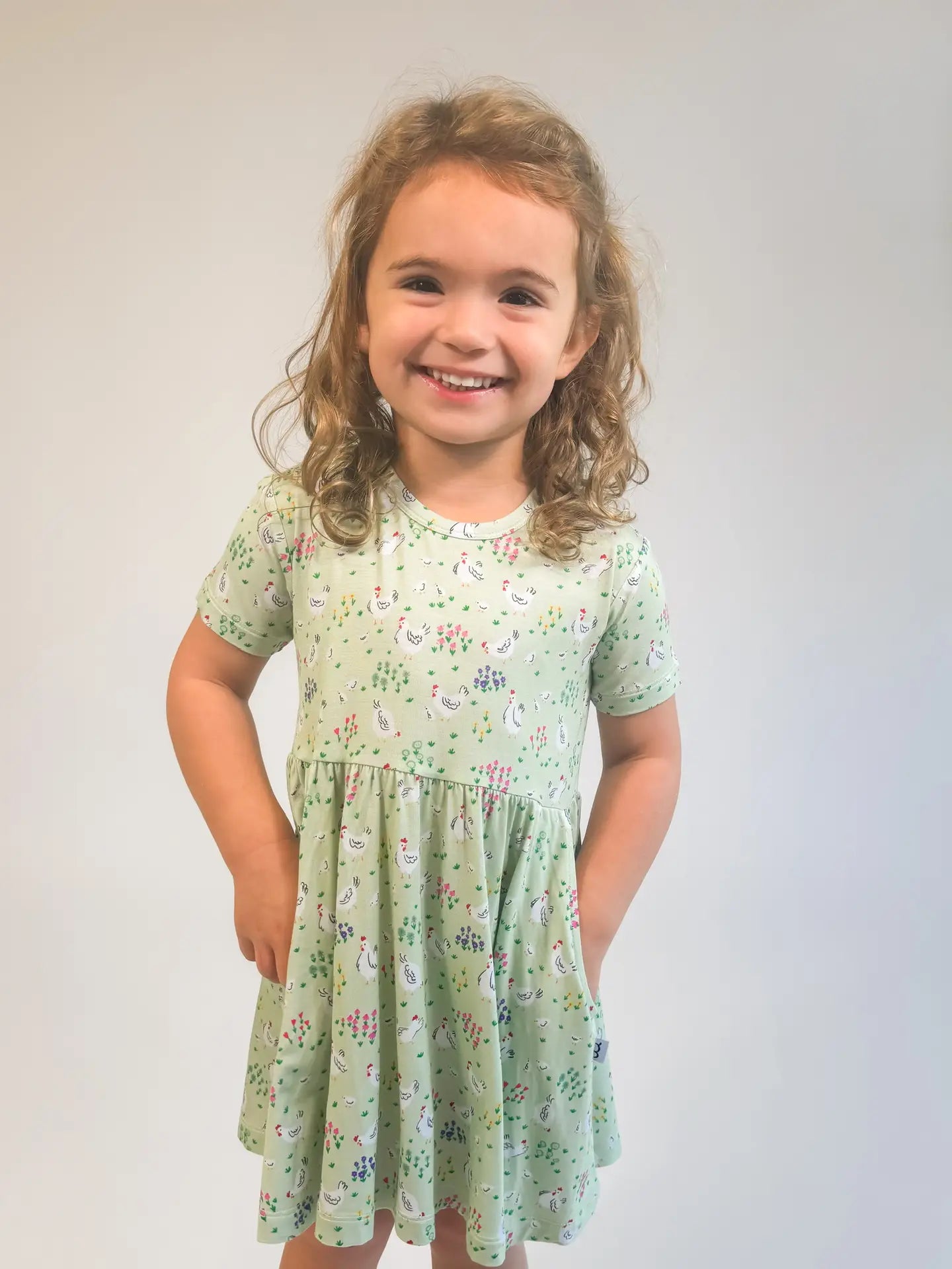 Goosies | Short Sleeve Pocket Dress - Spring Chickens