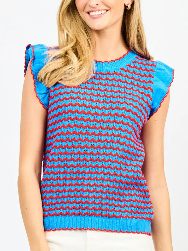 Oakley Blue & Red Wave Sweater