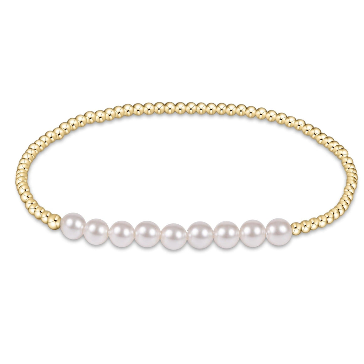 eNewton | Classic Gold Beaded Bliss Bracelet - Pearl 5mm