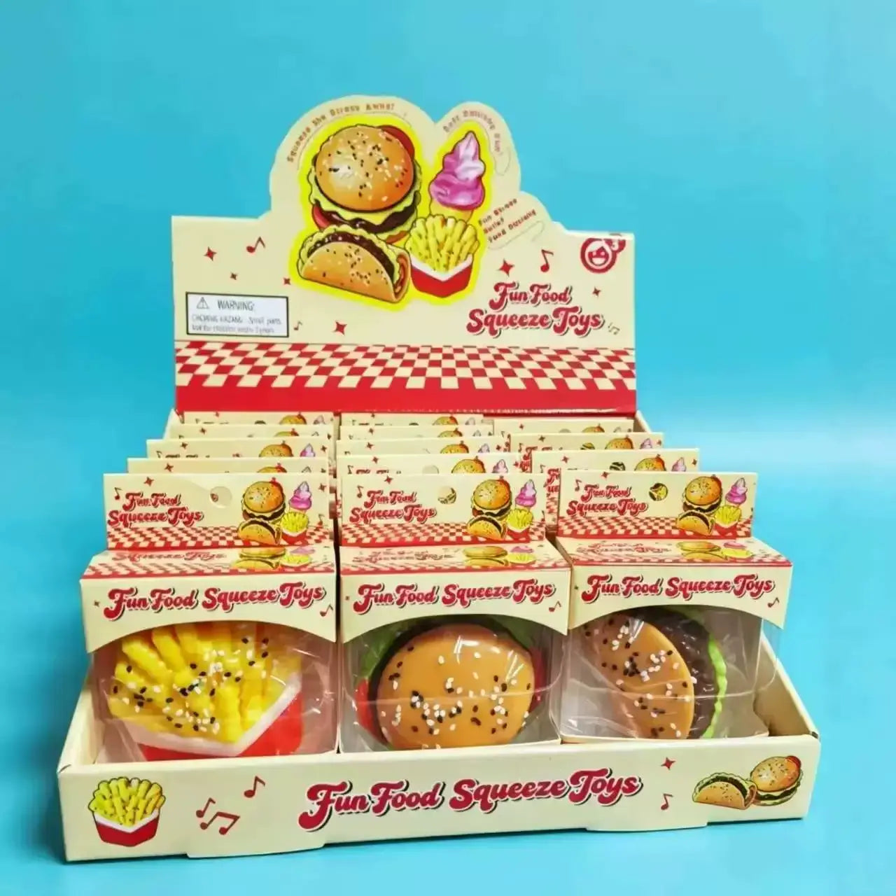 Realistic Burger and Fries Squishy Stress Relief Toy