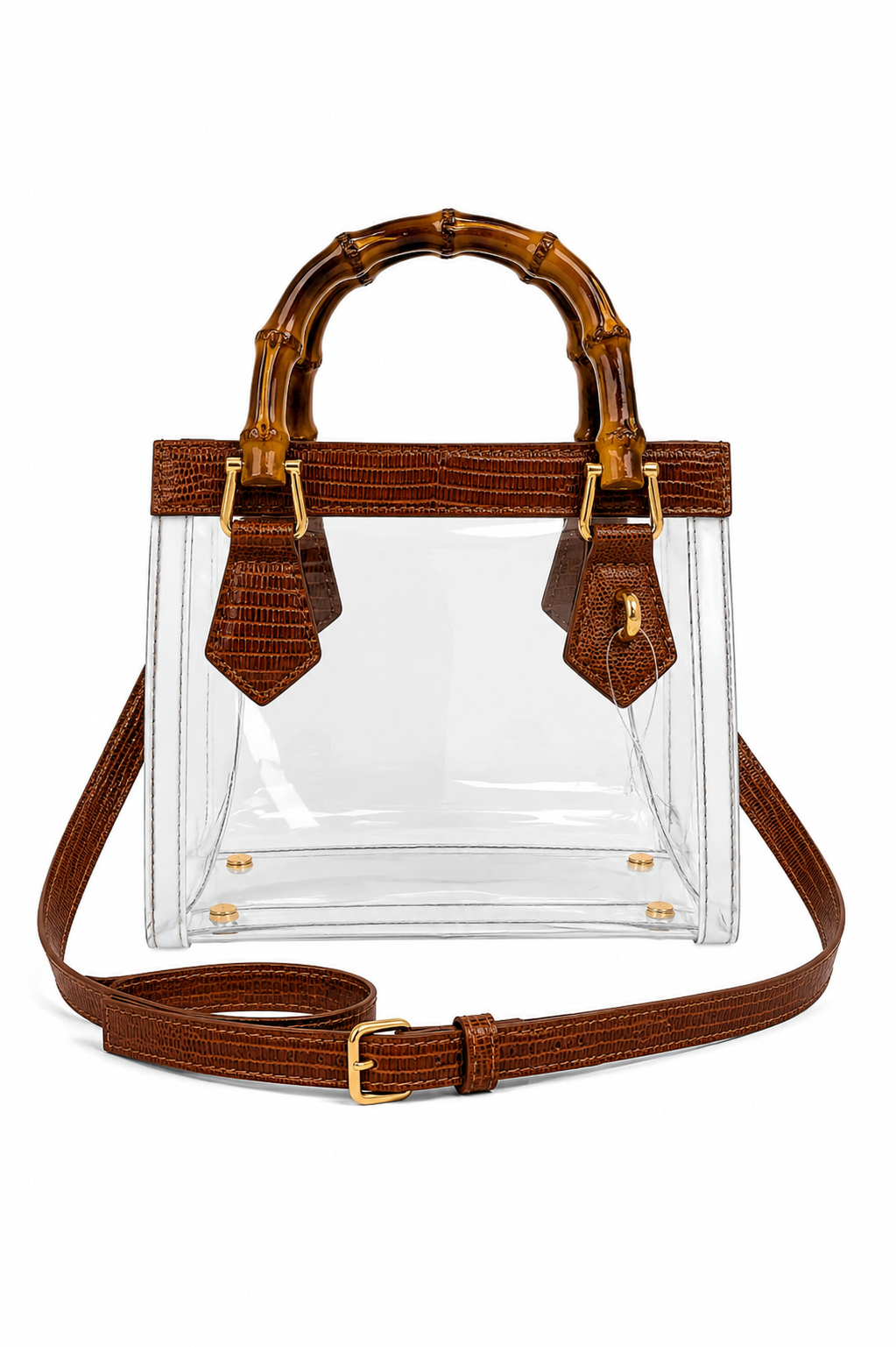 Jules Bamboo Handle Clear Handbag