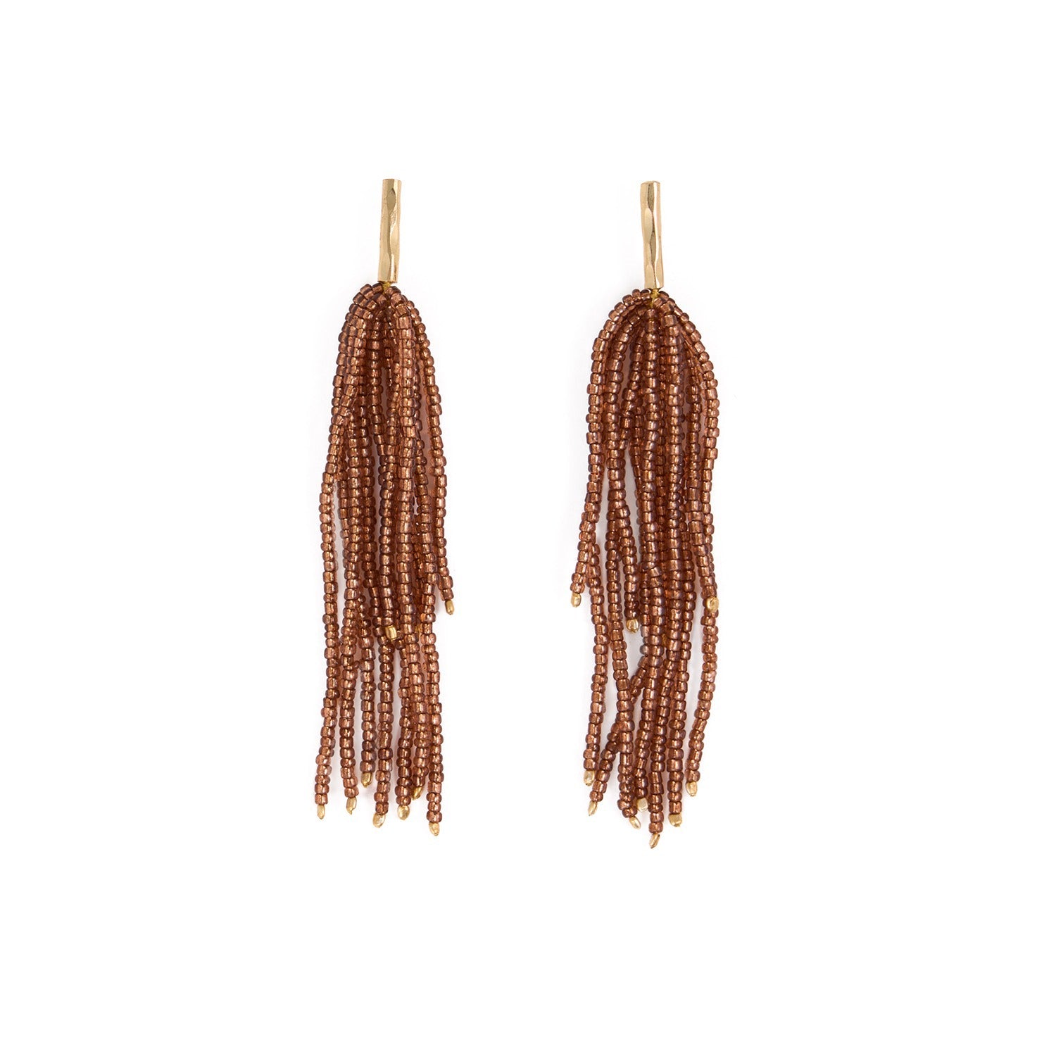 Marissa Brass and Bead Fringe Earrings