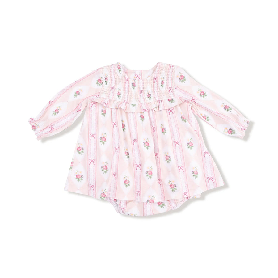Angel Dear | Ogee Lace Floral Box Pleat Dress w/ Diaper Cover