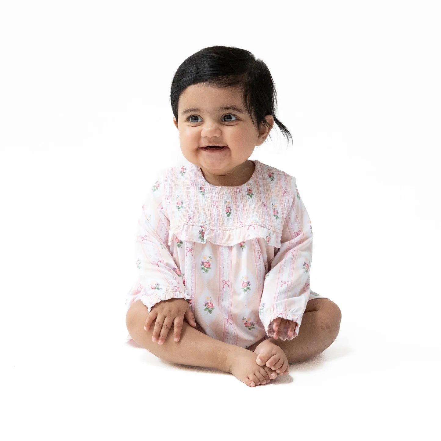 Angel Dear | Ogee Lace Floral Box Pleat Dress w/ Diaper Cover