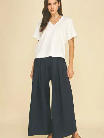 Amanda Pleated Wide Leg Pants - Navy