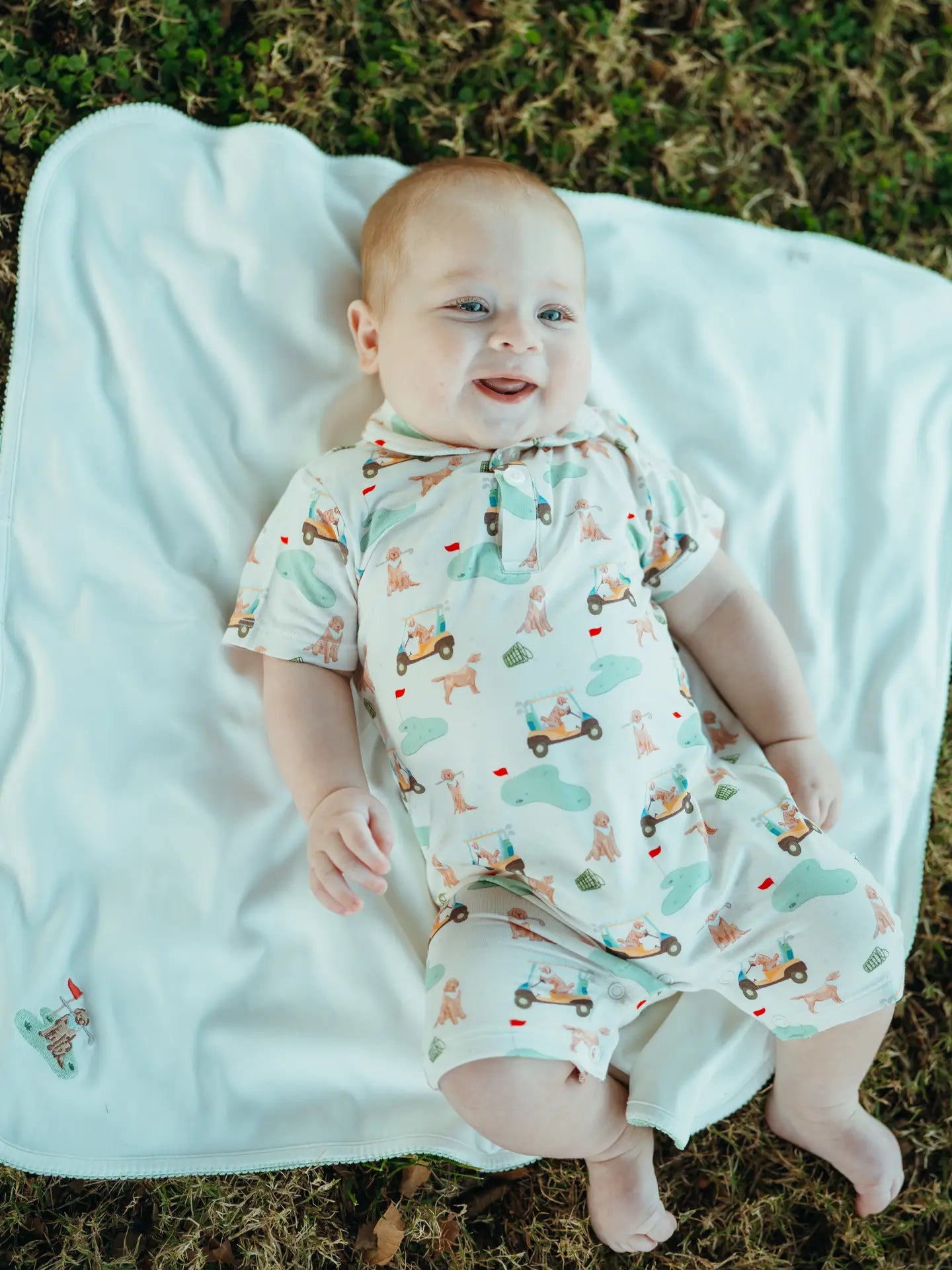 Barks & Birdies Short Sleeve Polo Romper