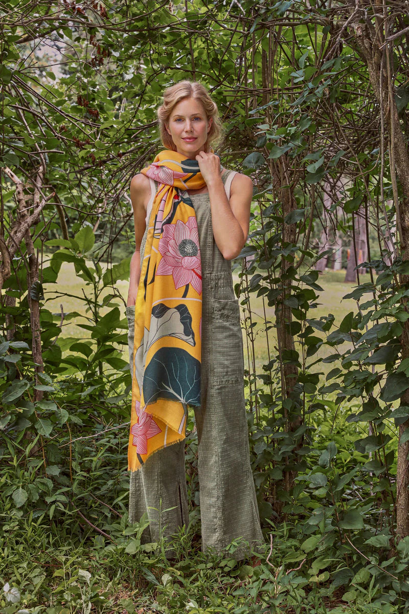 Powder | Crane Sun Mustard Scarf