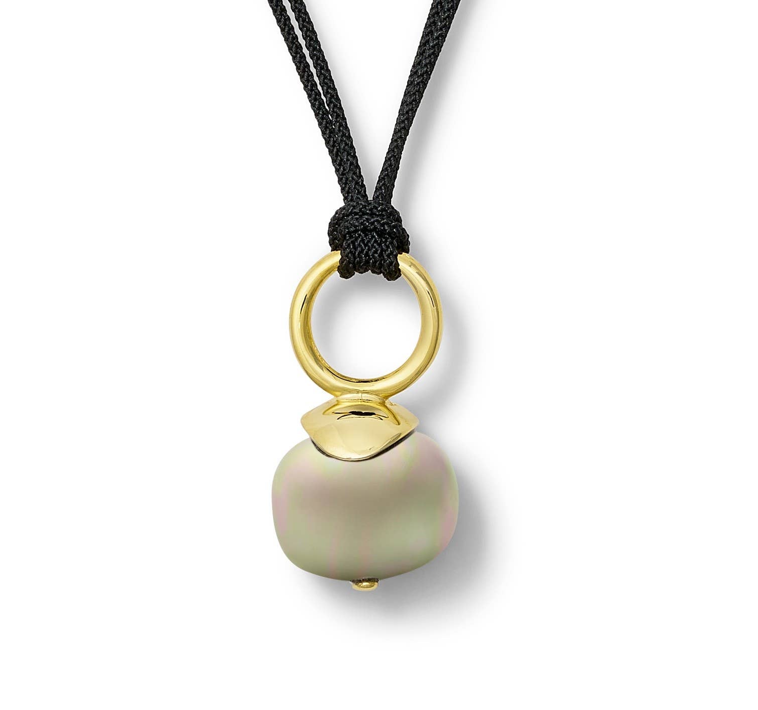 Pebble Pearl Pendant on Black Cord ~ a Palette of Hues