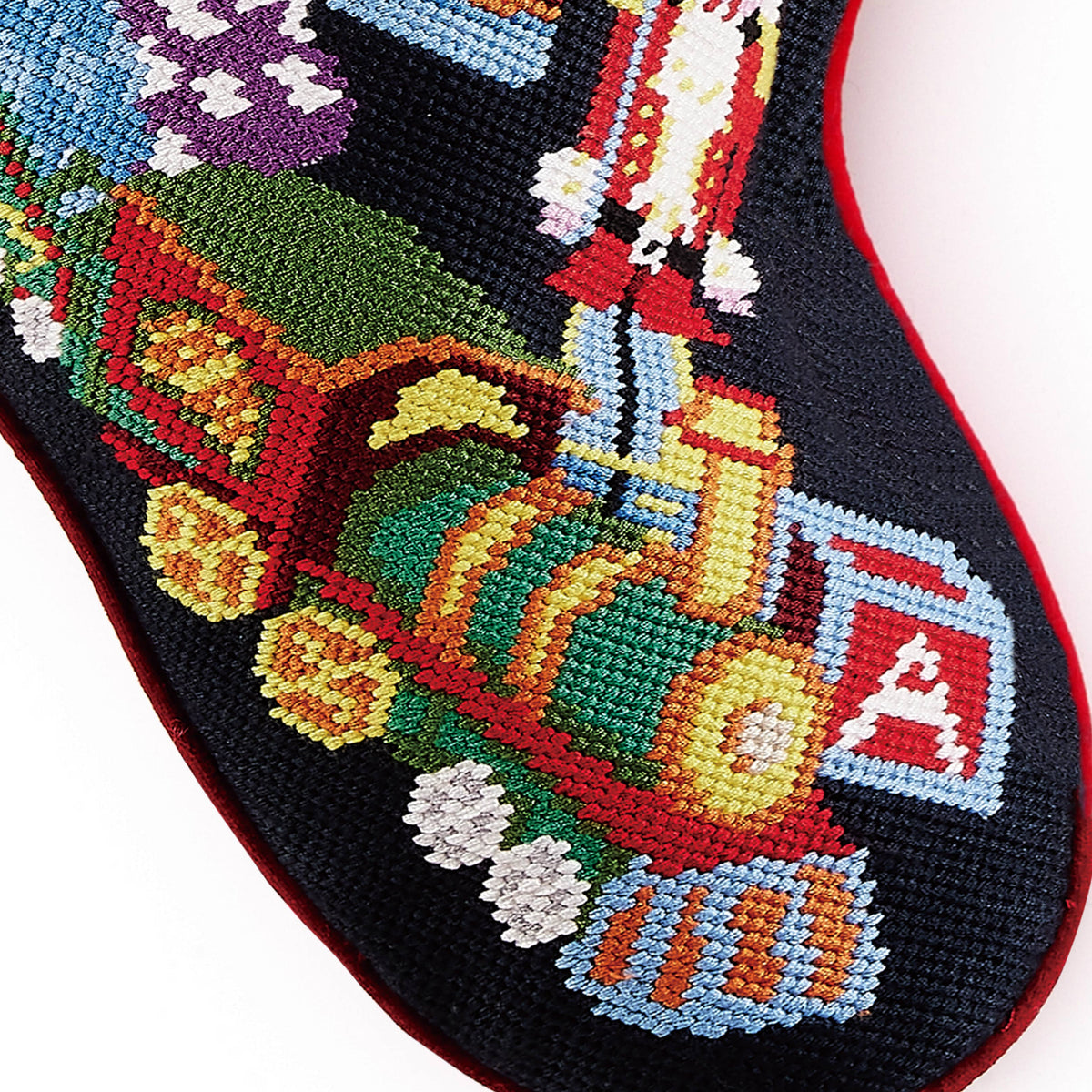 Toy Train Needlepoint Stocking