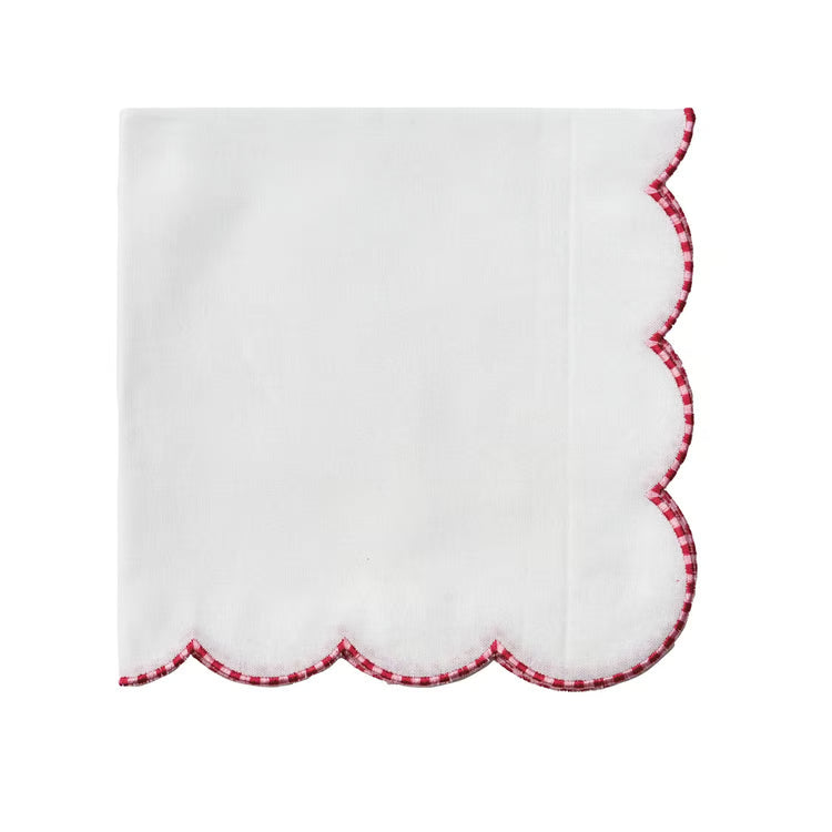 White Wavy Peppermint Edge Napkins