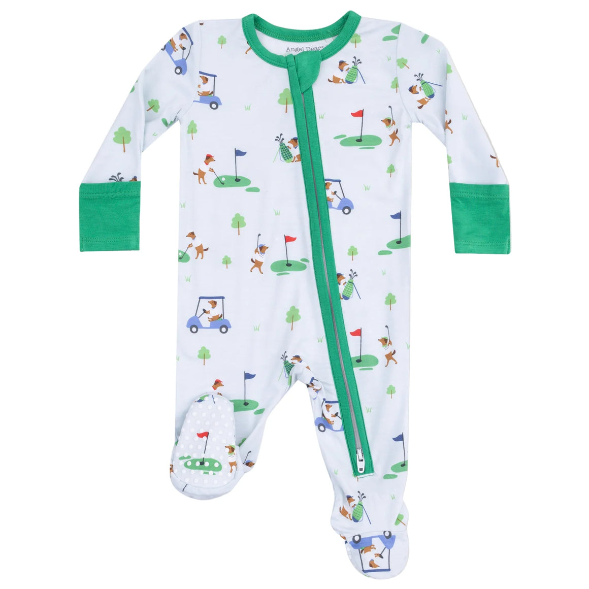 Angel Dear | 2 Way Zipper Footie - Dog Gone Golf Blue