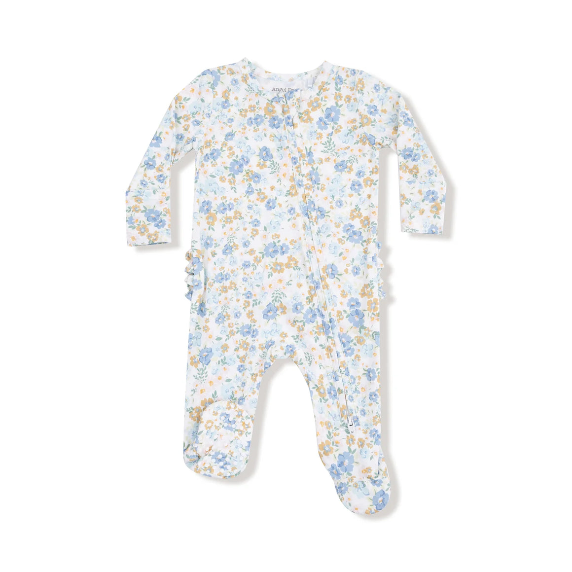 Angel Dear | 2 Way Ruffle Back Zipper Footie - Sweet Rose Calico