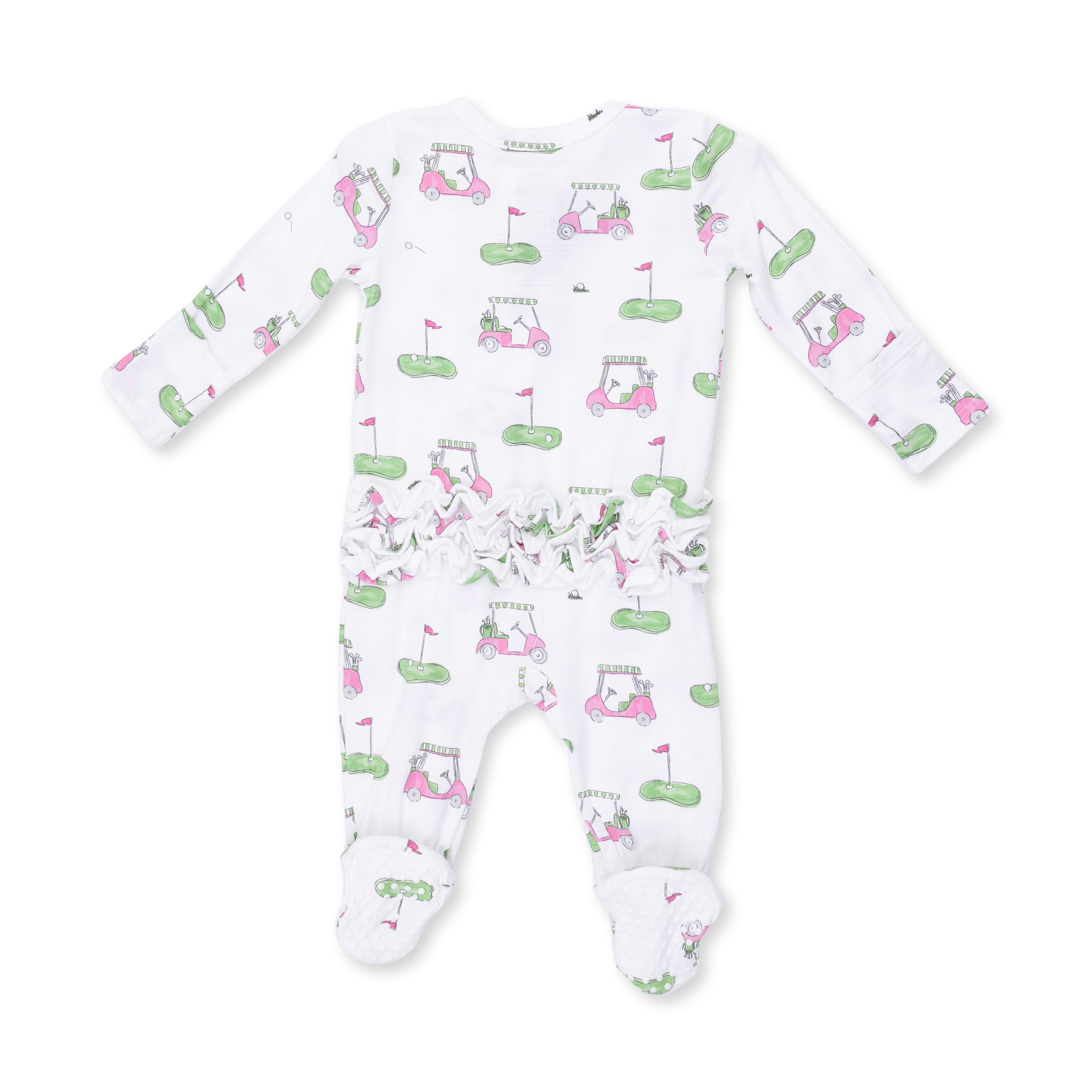 Angel dear | Golf Carts Pink 2 Way Ruffle Back Zipper Footie