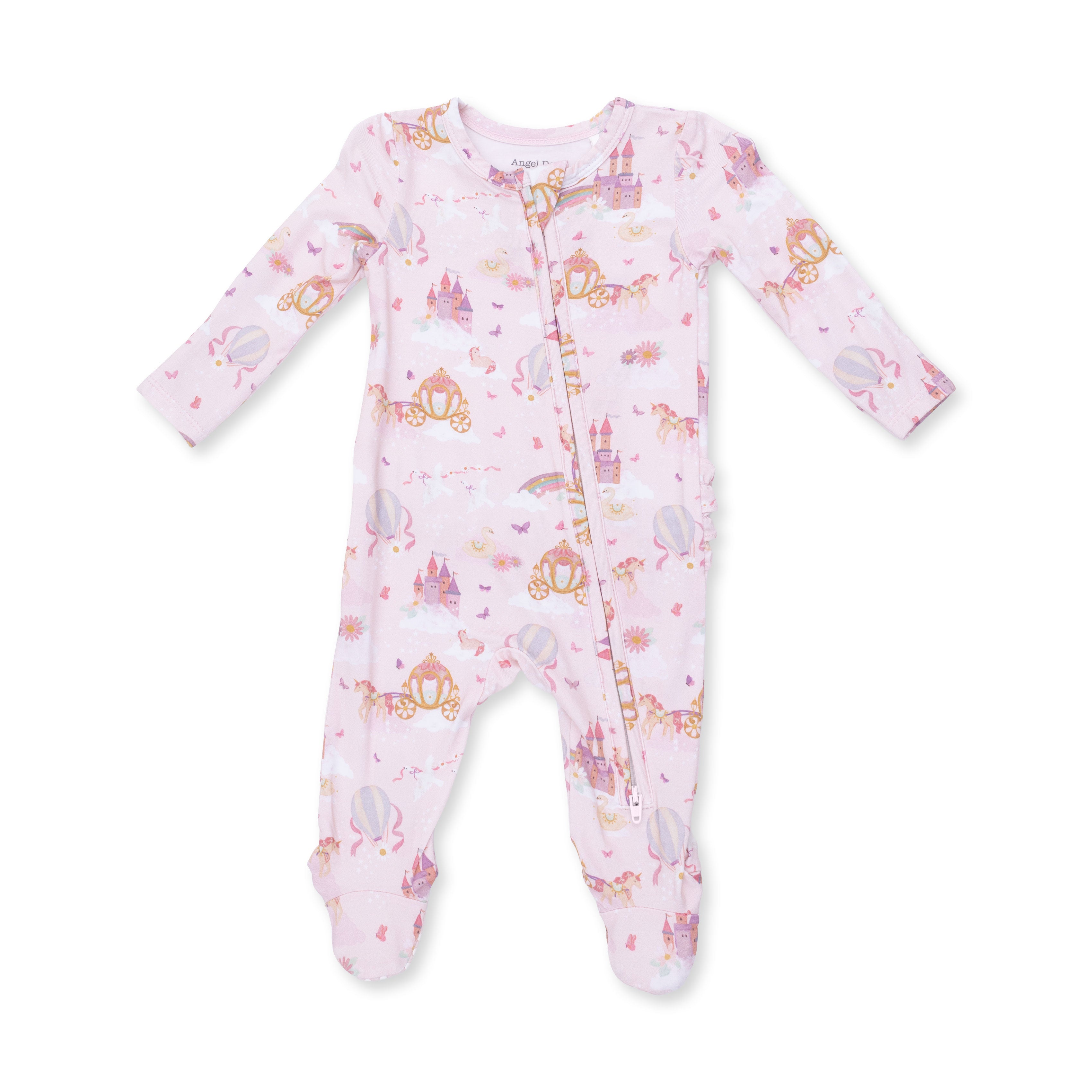 Angel Dear | Princess Unicorns and Castle 2 Way Ruffle Back Zipper Footie