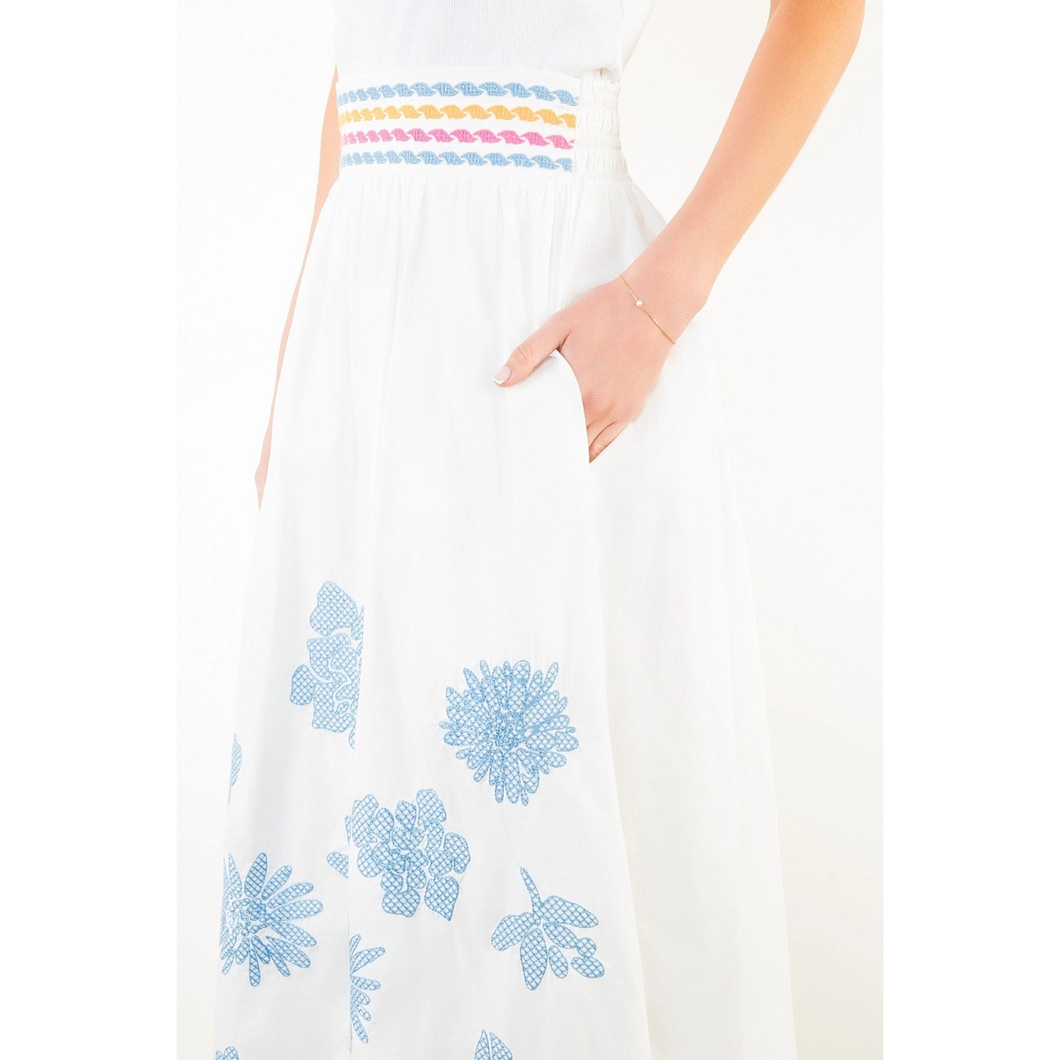 Michelle Embroidered White Maxi Skirt