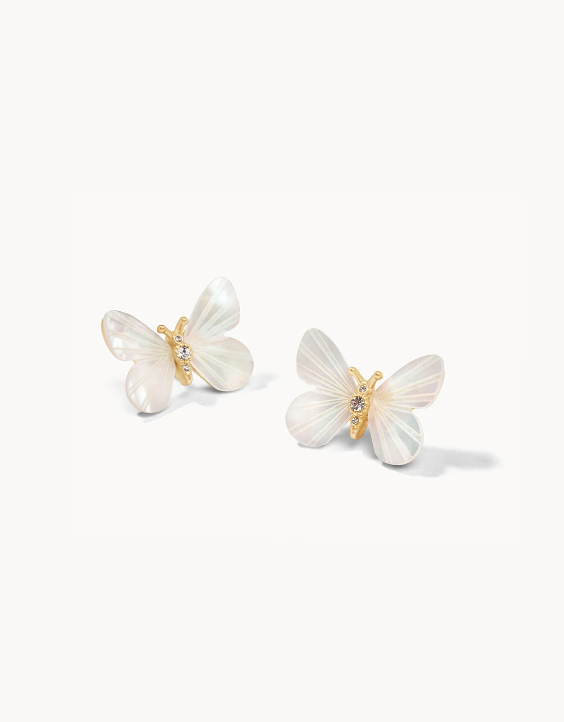 Monarch Carved Mother of Pearl Gold Earrings